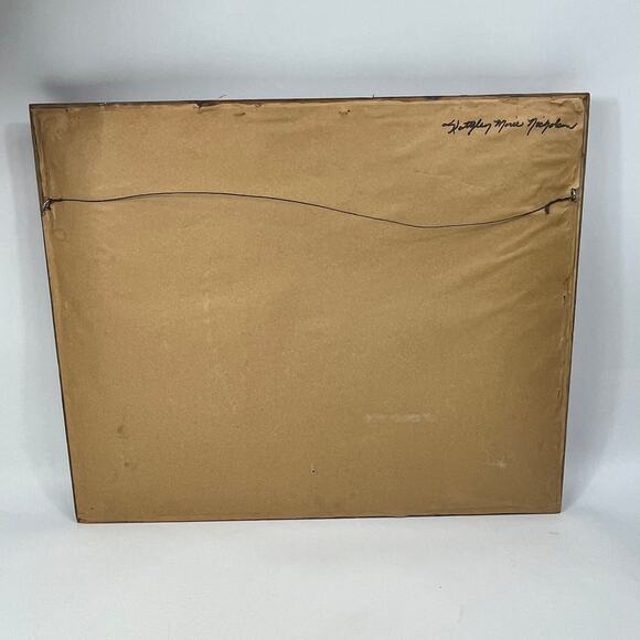 Framed 1981 Folk Art Needlepoint Horse Buggy Country Scene Signed 22.5"x19" Vtg - Picture 11 of 16